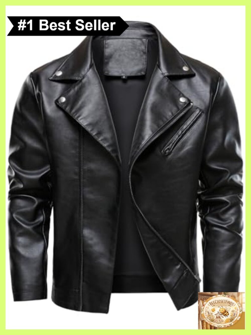 Men's Faux Leather Biker Jacket Lapel Motorcycle Coat Lightweight